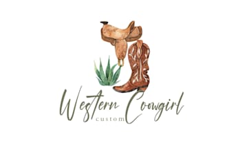 draw cow boy logo design