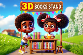 design 3d children book illustration and story book illustration