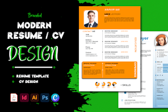 edit, design modern infographic resume CV, resume template cover letter linkedin