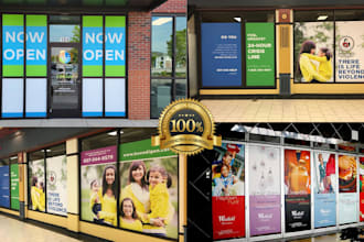 design creative storefront, shopfront window graphic designs, stickers designs