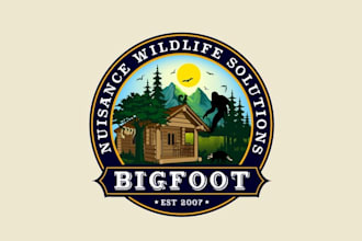 make amazing bigfoot wildlife service logo for you