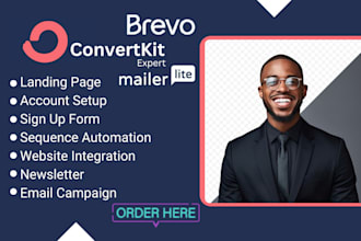setup your convertkit mailerlite brevo omnisend landing page, automation expert