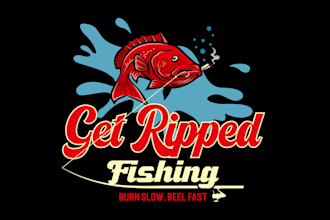 design awesome fishing outdoorsy rugged logo