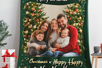 make office group christmas caricature for holiday gift card