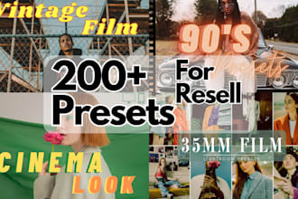 provide 200 lightroom presets for resell mobile desktop