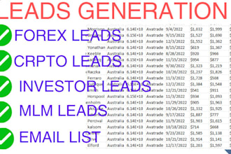 generate you forex leads, crypto leads, investor leads, mlm leads, email list