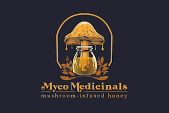 design medicinal mushroom infused honey magic logo