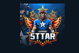 do modern 5 star esports mascot logo with vector file