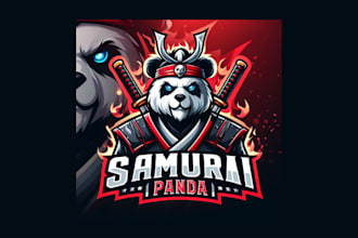 do modern samurai panda esports mascot logo with vector file