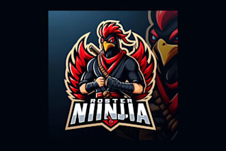 create an rooster ninja esports mascot logo in just two days