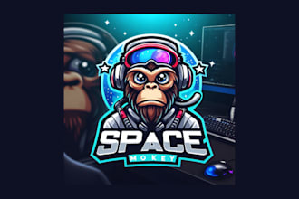 do unique space monkey esports mascot logo with any file