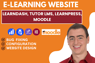 build wordpress elearning website lms course website with learndash and bug fixs