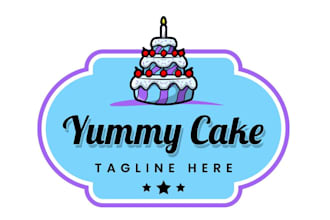 make beautiful classic yummy cake logo