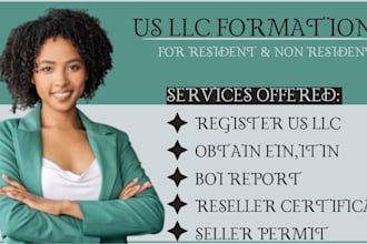 register US llc,  ein, itin, registered agent, boi report, llc for non resident