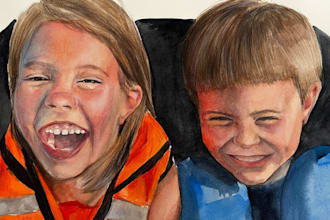 draw a beautiful professional family portrait drawing