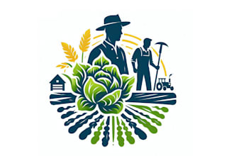 make cartoon organic natural agriculture farm logo