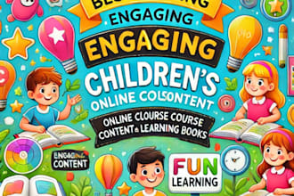 create best selling engaging children online course content, educational book