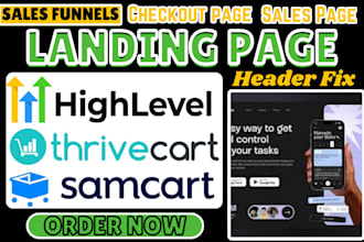 fix thrivecart header  samcart sales page gohighlevel landing checkout page