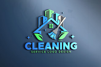 design cleaning service logo with business card