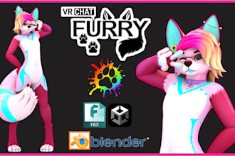 do custom vrchat avatar, 3d model, nsfw, vseeface, furry model, vtuber