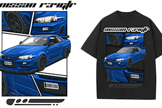 draw a vector tracing car for t shirt design