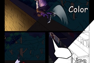 draw colourful comic page, cover, illustration, concept art