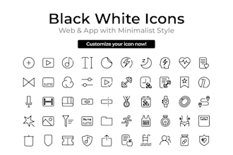simple black icon pack custom minimal icons for web and app