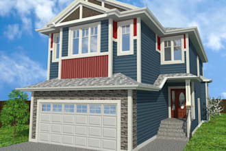 3d render duplex house design