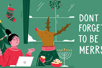 design a christmas card with hand drawn illustration