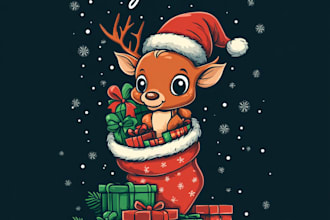 make office group christmas caricature for holiday gift card