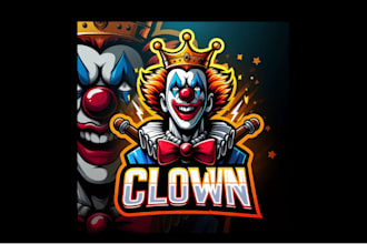 do unique clown esports mascot logo with an original concept