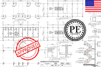 licensed engineering plan, USA city permit drawing, california, texas pe stamp