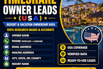 provide verified resort and timeshare owner leads  across USA