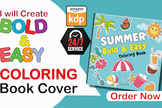 create bold and easy coloring and activity book cover for kdp