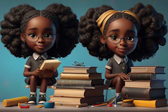 illustrate children story book, children picture book, 3d kids book illustration