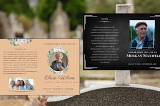 design funeral flyer, obituary and memorial,  event flyer design