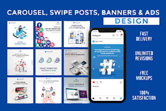 create attractive social media posts, carousel post, banner and ads design