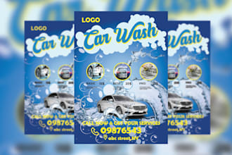 design creative car wash, car rental, auto detailing flyer and poster