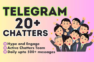 be your telegram admin with 20 chatters in your crypto group