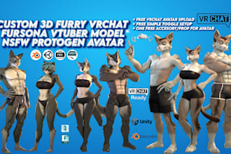 custom furry vrchat avatar, furry vr avatar, fursona vtuber model, 3d nsfw model