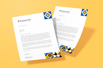 design letterhead, business card, invoice and presentation folder