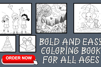 design bold and easy coloring book for all ages, for amazon KDP