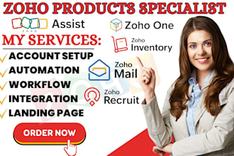setup zoho assist zoho inventory zoho recruit zoho mail zoho one crm automation