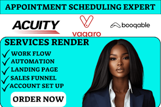 professional setup customization of acuity scheduling vagaro or booqable
