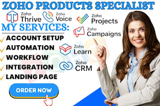 setup zoho thrive zoho learn zoho api zoho voice  zoho campaign zoho project crm
