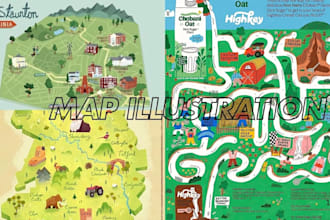 design custom fantasy map illustration 2d vector map event or city map