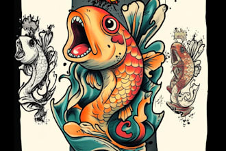 create unique cartoony tattoo design for you