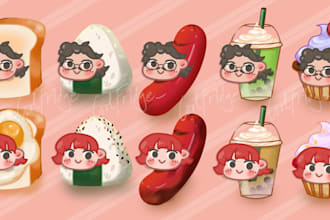 draw you and food in cute chibi art style
