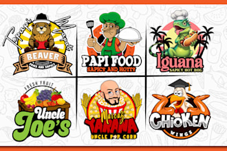 do restaurant character food café BBQ catering professional business logo design