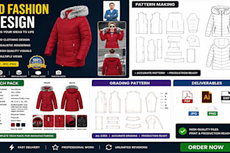 professional 3d fashion design, pattern making, tech packs